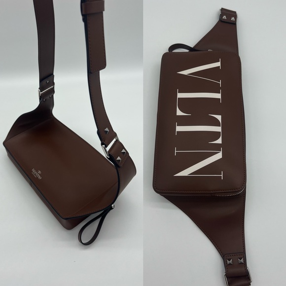 ❌SOLD❌Authentic Valentino Garavani rockstud VLTN Brown leather belt bag - Picture 15 of 17